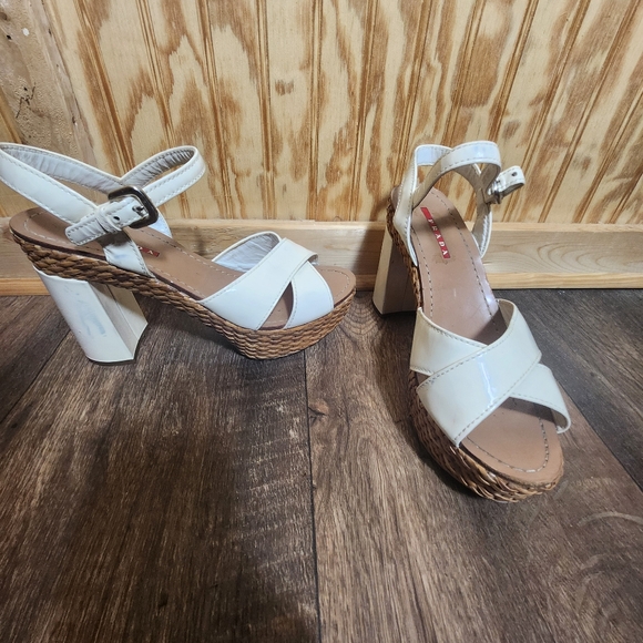 Prada Platform Straw Criss Cross Sandals (Repair) - Picture 1 of 14